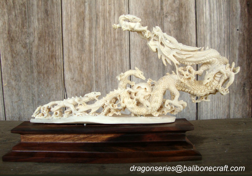 dragon sculpture made from various material such as moose horn and deer antler designed and produced by Bali Bone Craft 